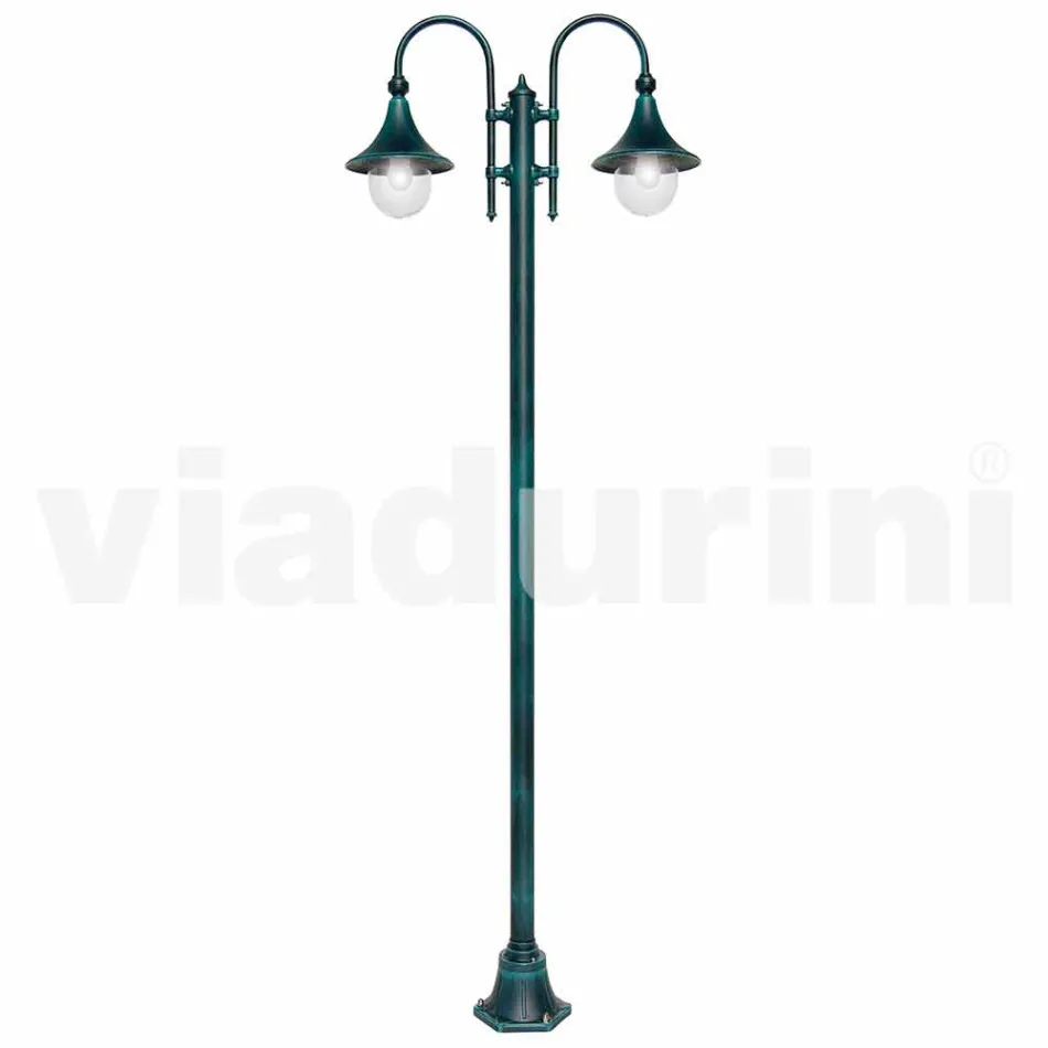 Lampione da esterno in alluminio a due luci made in Italy, Anusca Viadurini