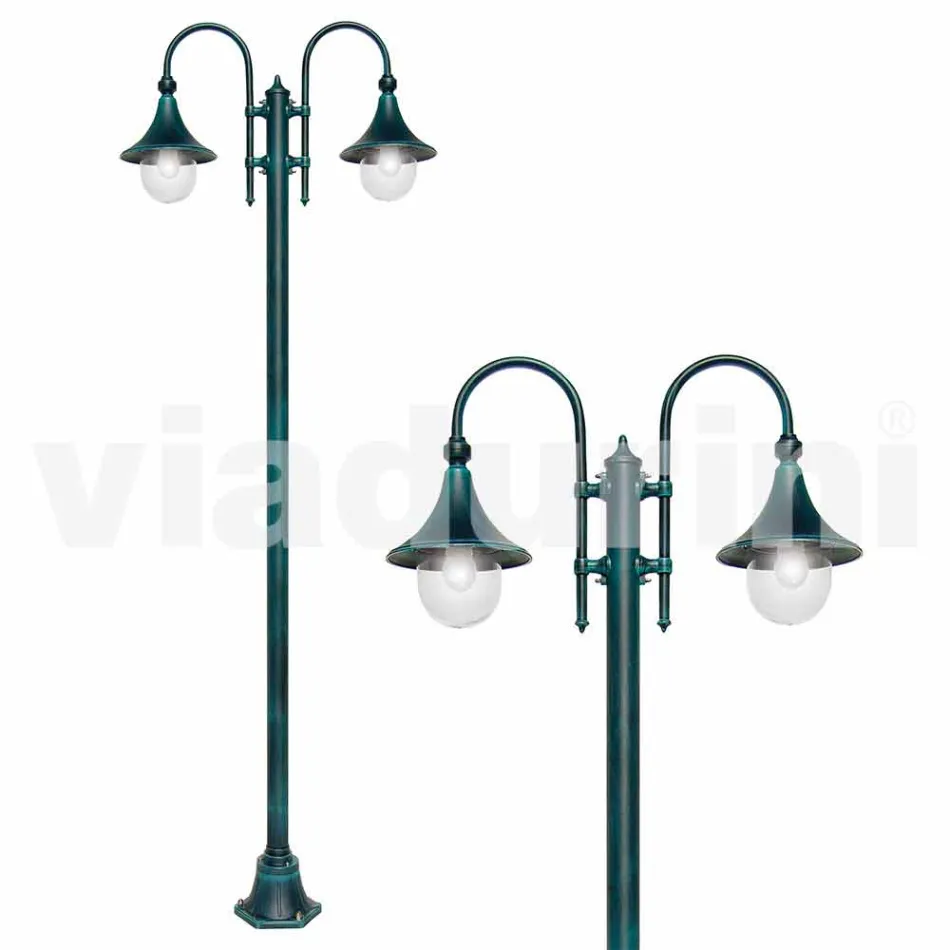 Lampione da esterno in alluminio a due luci made in Italy, Anusca Viadurini