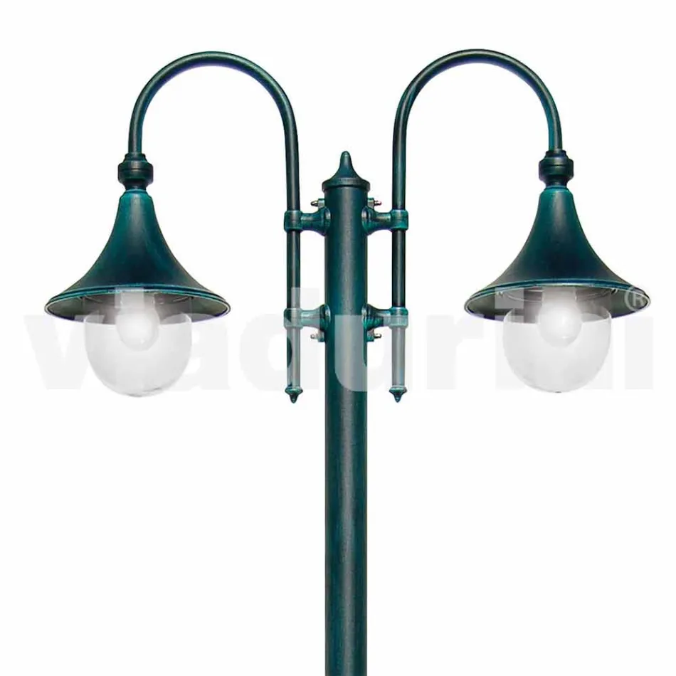 Lampione da esterno in alluminio a due luci made in Italy, Anusca Viadurini