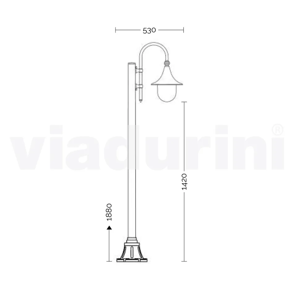 Lampione da giardino in alluminio bianco con 1 luce prodotto in Italia, Anusca Viadurini