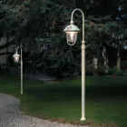 Lampione da Giardino in Alluminio Dipinto a Mano e Decoro Fiori - Bari Viadurini