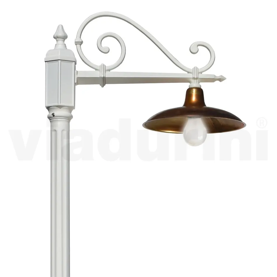 Lampione da Giardino Vintage in Alluminio e Ottone Made in Italy - Adela Viadurini