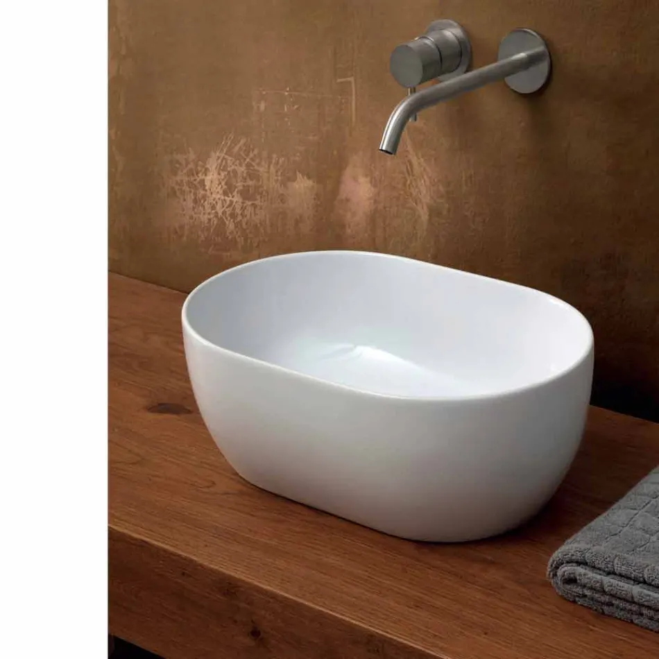 Lavabo 45x32cm in ceramica da appoggio made Italy Star, design moderno Viadurini