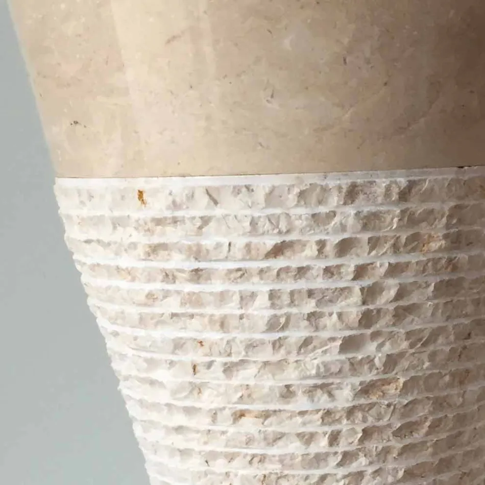 Lavabo a colonna bianco in pietra naturale Iris, pezzo unico Viadurini