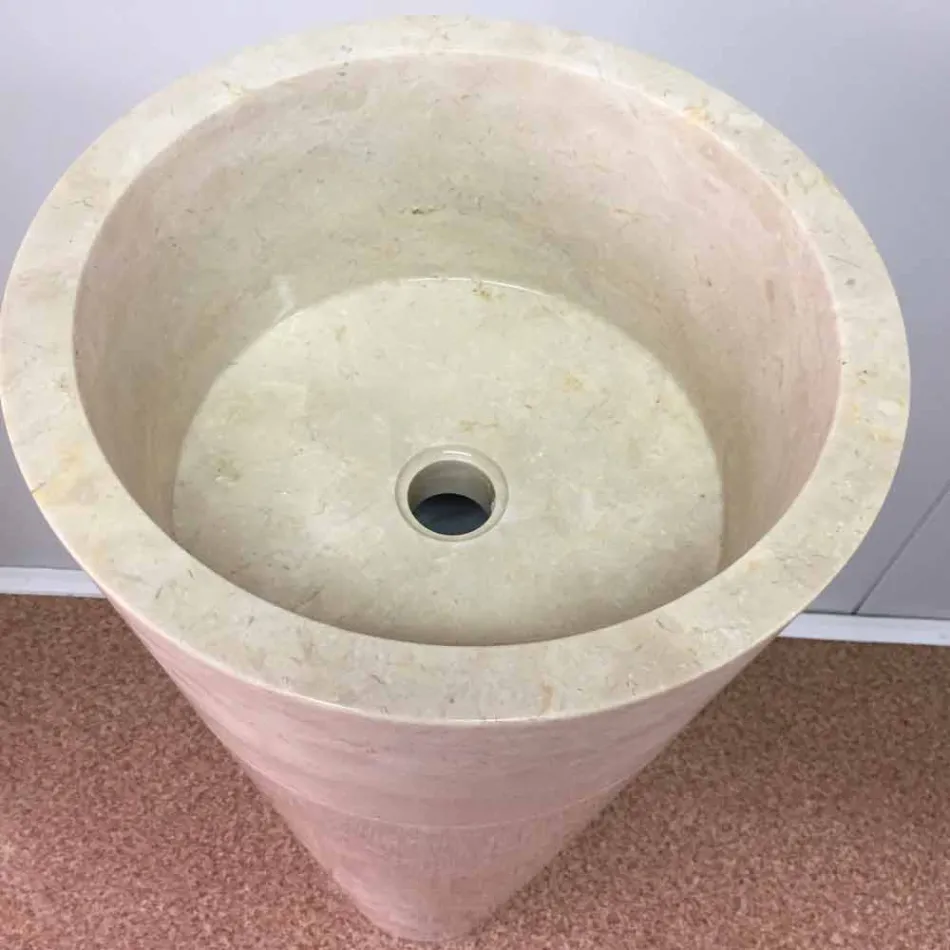 Lavabo a colonna conico bianco lucido Igor, fatto a mano, di design Viadurini