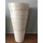 Lavabo a colonna design per bagno in pietra bianca Brent, pezzo unico Viadurini