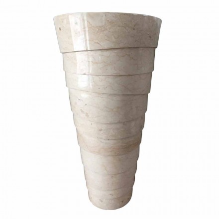 Lavabo a colonna design per bagno in pietra bianca Brent, pezzo unico Viadurini