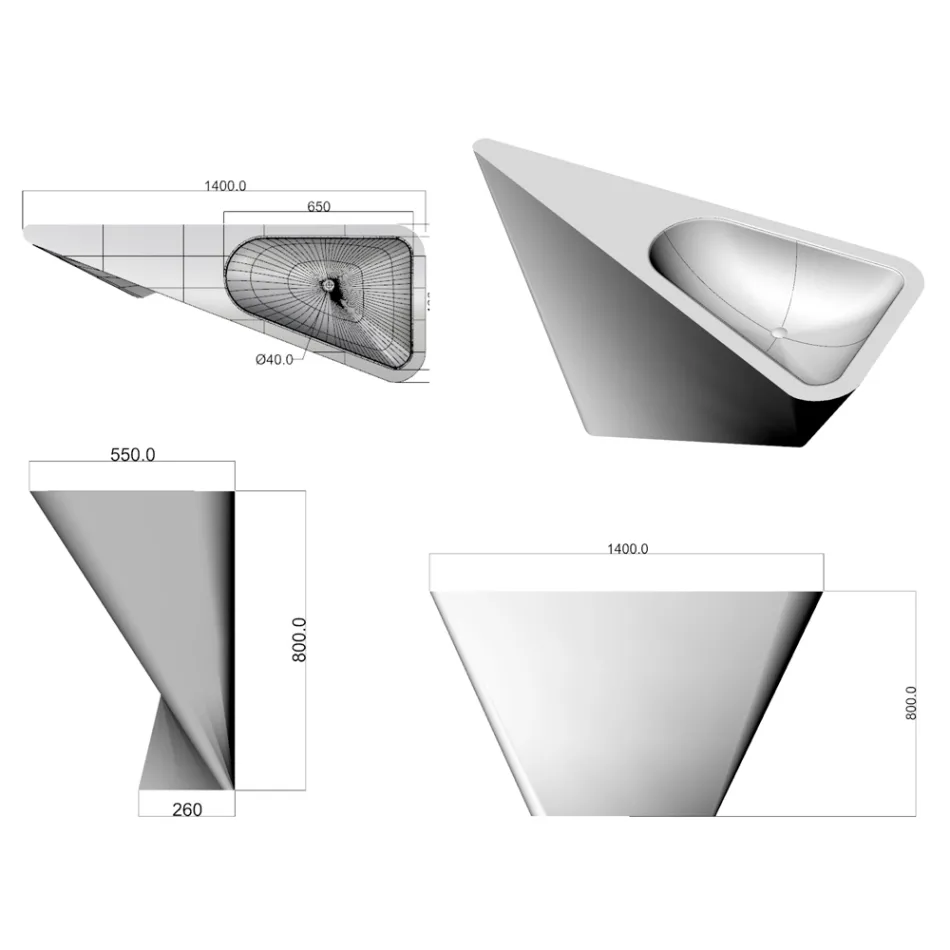 Lavabo a colonna moderno realizzato artigianalmente Mullet Viadurini