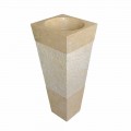 Lavabo a colonna piramidale in pietra naturale beige Nias