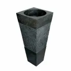 Lavabo a Colonna Piramidale in Pietra Naturale Nero Nias Viadurini