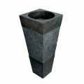 Lavabo a colonna piramidale in pietra naturale nera Nias
