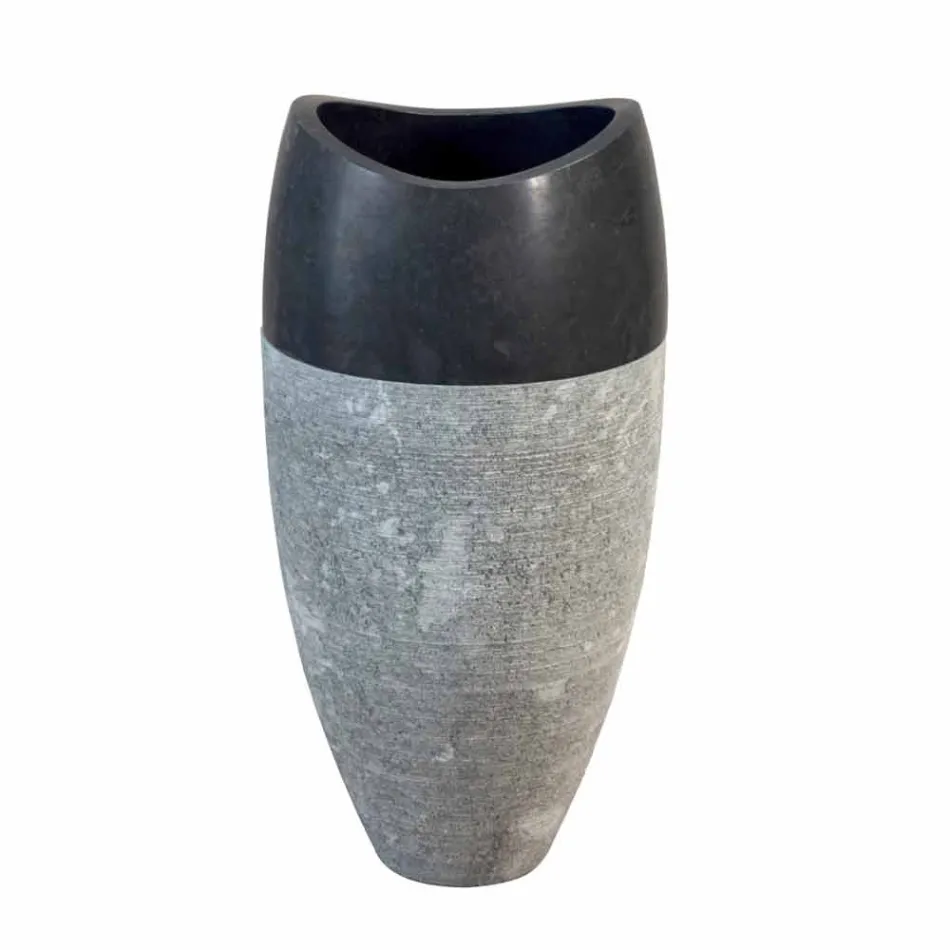 Lavabo a Colonna Sferico in Pietra Naturale Nero Gili Viadurini