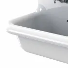 Lavabo a doppia vasca da muro in ceramica bianca stile moderno Andy Viadurini