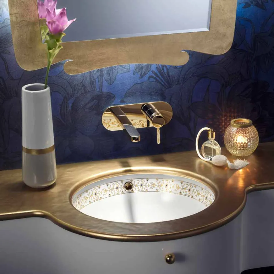 Lavabo a incasso di design barocco in fire clay made in Italy, Egeo Viadurini