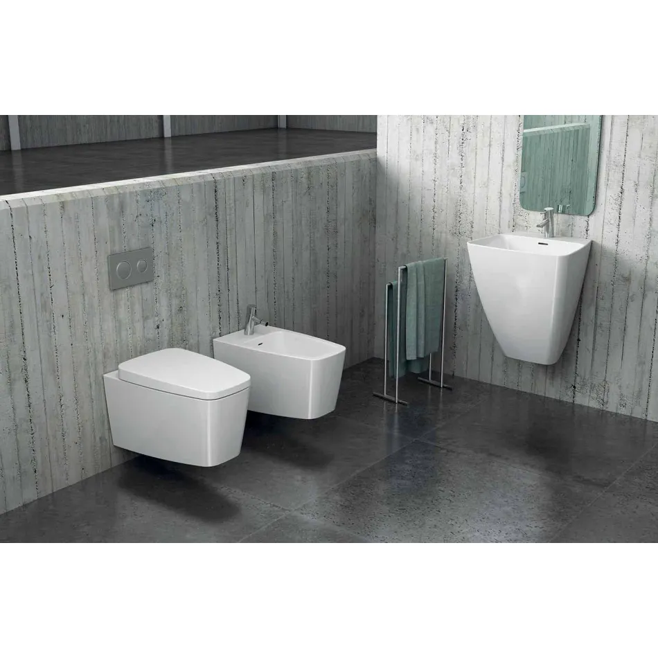 Lavabo a parete di design moderno in ceramica prodotto in Italia,Goran Viadurini