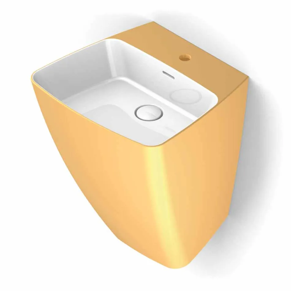 Lavabo a parete di design moderno in ceramica prodotto in Italia,Goran Viadurini