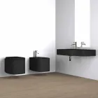 Lavabo a parete in ceramica moderno prodotto in Italia, Amleto Viadurini
