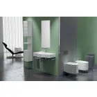 Lavabo a parete in ceramica moderno prodotto in Italia, Amleto Viadurini