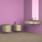 Lavabo a parete in ceramica moderno prodotto in Italia, Amleto Viadurini