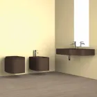 Lavabo a parete in ceramica moderno prodotto in Italia, Amleto Viadurini
