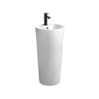 Lavabo a Terra Freestanding Tondo in Ceramica Bianca Moderna - Papavero Viadurini
