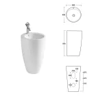 Lavabo a Terra Freestanding Tondo in Ceramica dal Design Moderno - Papavero Viadurini