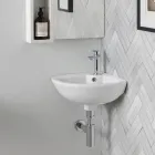 Lavabo ad angolo in Ceramica Bianca dal Design Moderno Elegante - Silice Viadurini