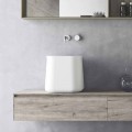 Lavabo Alto Quadrato di Design Moderno da Appoggio in Resina Bianca - Tulyp