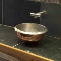 Lavabo appoggio design in rame vintage con finitura nickel satinato Pure