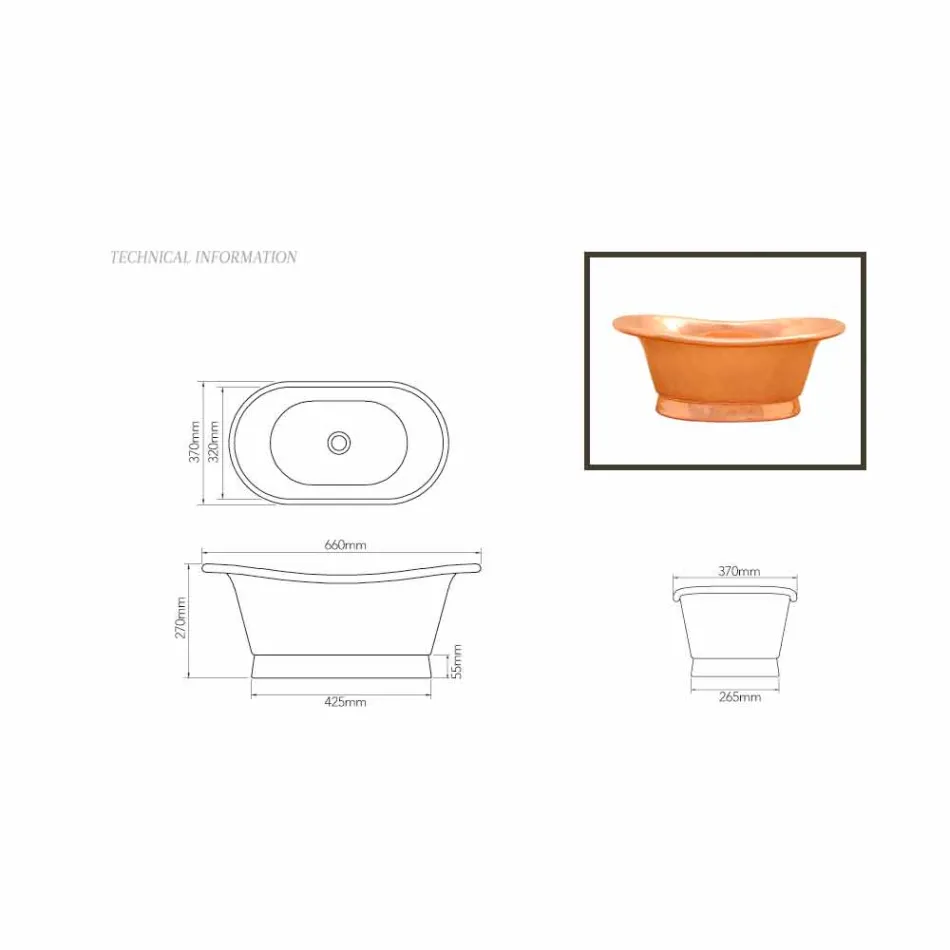 Lavabo appoggio design in rame fatto a mano Cala Viadurini