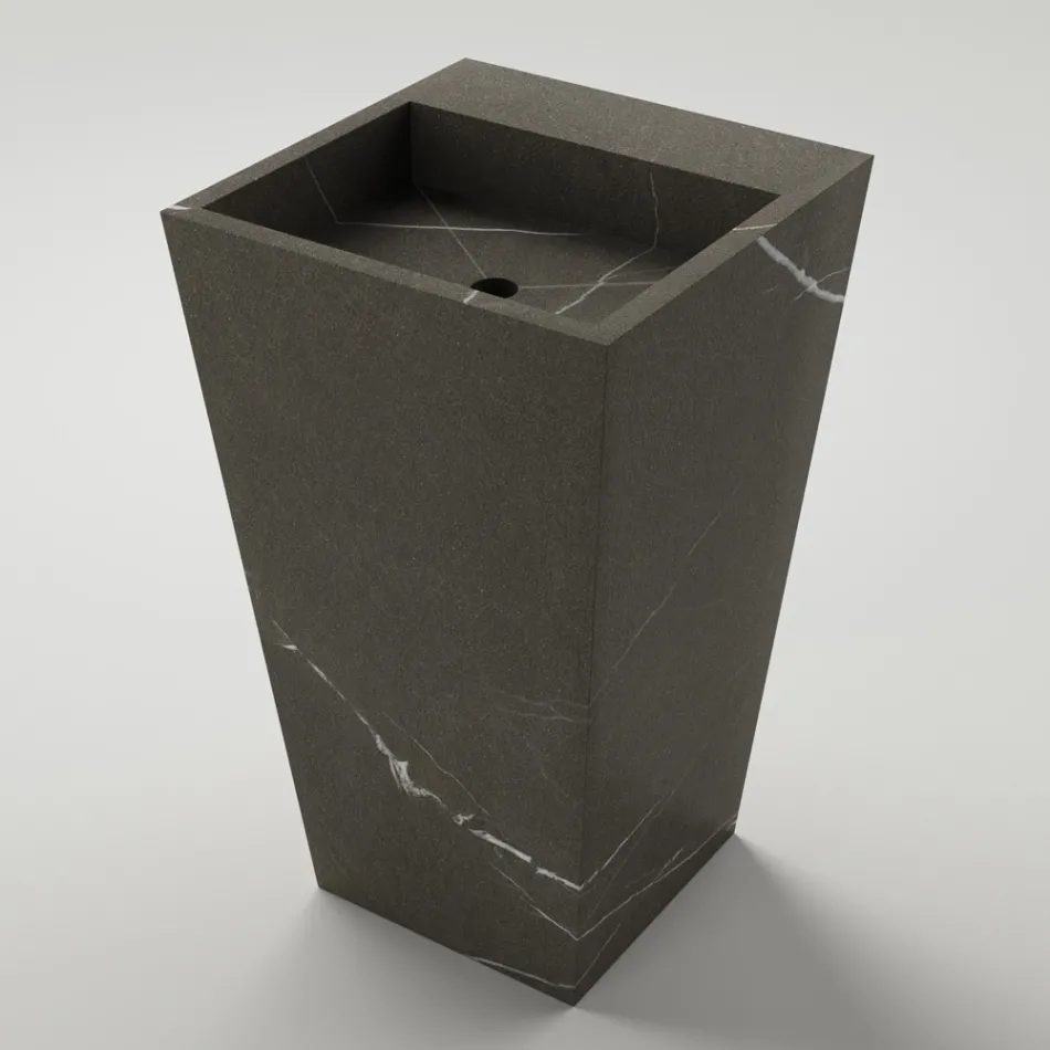 Lavabo Bagno a Colonna in Gres Porcellanato Realizzato in Italia - Baia Viadurini