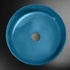Lavabo Bagno da Appoggio Blu Realizzato in Argilla Refrattaria - Tatiana  Viadurini