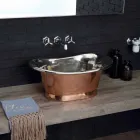 Lavabo bagno da appoggio in rame e ferro bianco Cala Viadurini