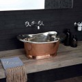 Lavabo bagno da appoggio in rame vintage con finitura in nickel lucido Calla