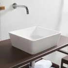 Lavabo Bagno da Appoggio in Solid Surface Bianco con Scarico Nascosto - Sider Viadurini