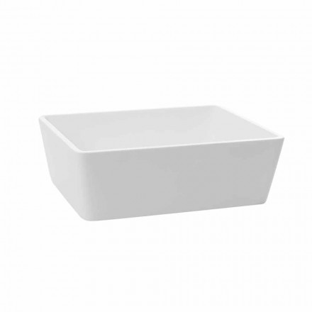Lavabo Bagno da Appoggio in Solid Surface Bianco con Scarico Nascosto - Sider Viadurini
