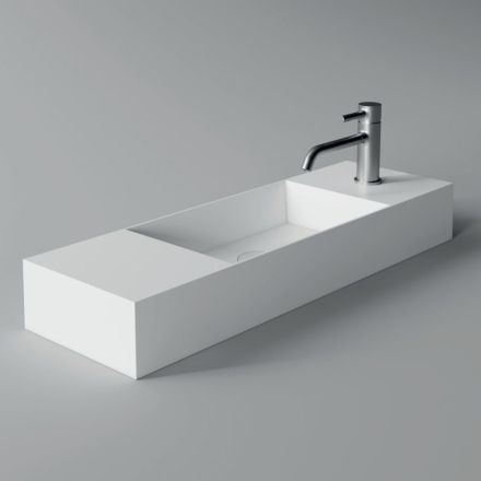Lavabo Bagno da Appoggio o Parete in Ceramica Realizzato in Italia - Act Viadurini