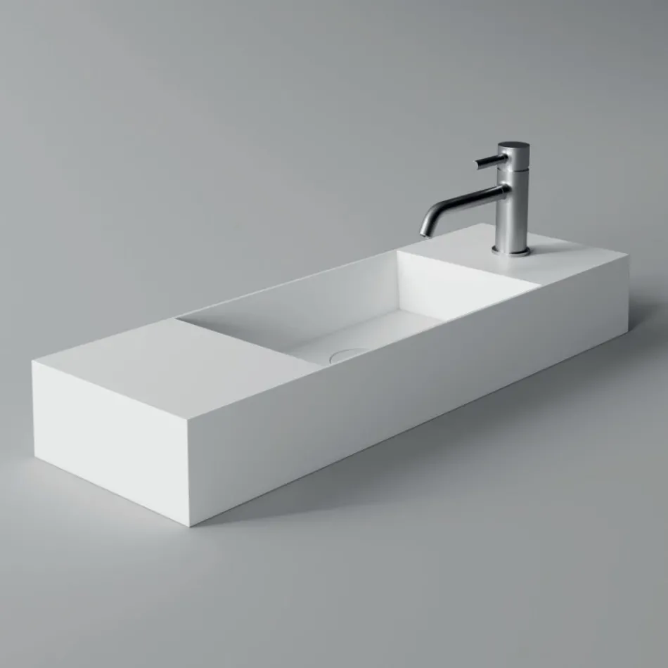 Lavabo Bagno da Appoggio o Parete in Ceramica Realizzato in Italia - Act Viadurini