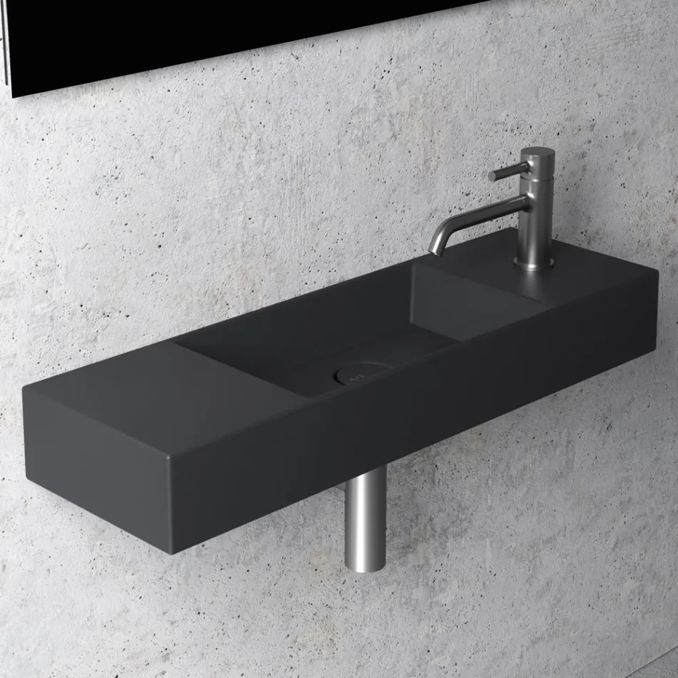 Lavabo Bagno da Appoggio o Parete in Ceramica Realizzato in Italia - Act Viadurini
