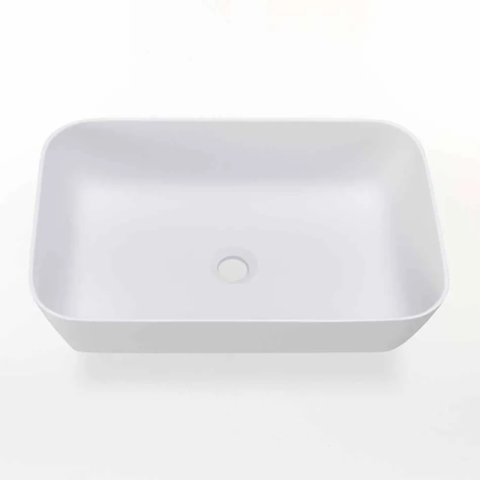 Lavabo Bagno da Appoggio Rettangolare in Resina Opaca Made in Italy – Cavan Viadurini