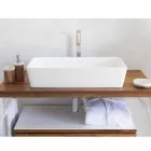 Lavabo Bagno da Appoggio Rettangolare in Solid Surface Finitura Bianca - Sider Viadurini