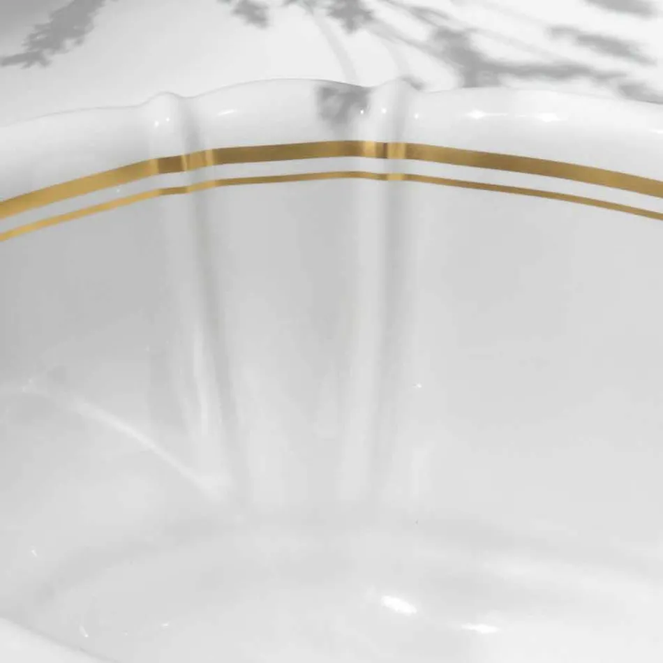 Lavabo bagno da incasso in porcellana e oro made in Italy, Santiago Viadurini