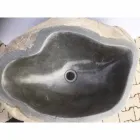 Lavabo bagno design a colonna in pietra naturale Mare, pezzo unico Viadurini