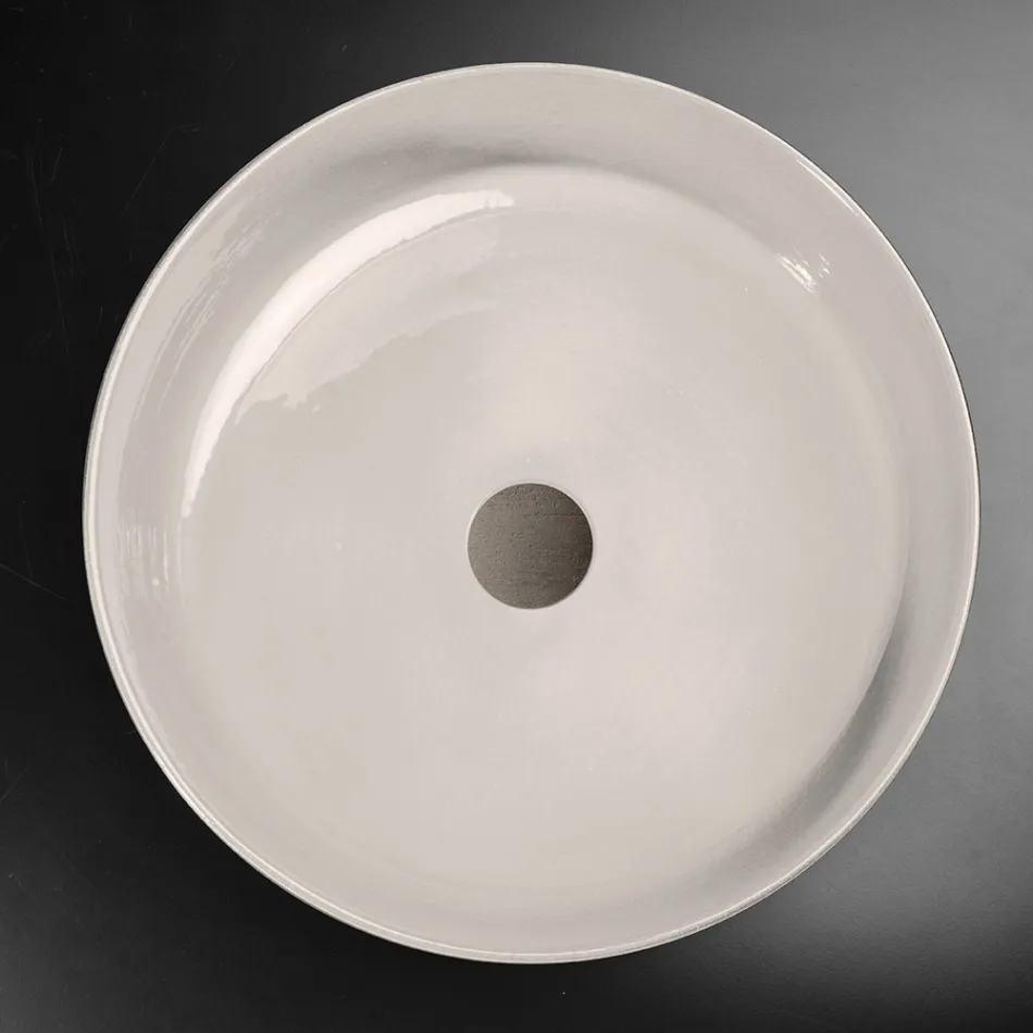 Lavabo Bagno Design Bianco in Argilla Refrattaria Made in Italy - Tatiana Viadurini