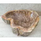 Lavabo bagno di design in legno fossile Star mini, pezzo unico Viadurini