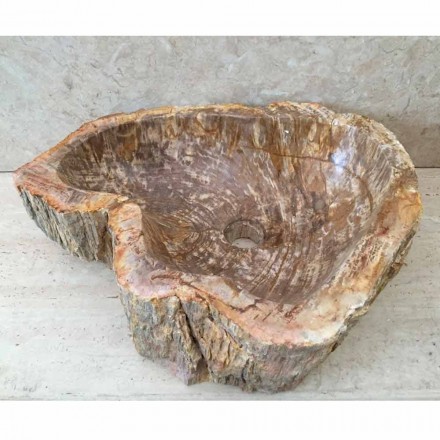Lavabo bagno di design in legno fossile Star mini, pezzo unico Viadurini