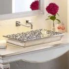 Lavabo bagno semincasso decorato a mano in fire clay made Italy, Guido Viadurini