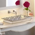 Lavabo bagno semincasso decorato a mano in fire clay made Italy, Guido