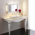 Lavabo bagno semincasso in fire clay e platino fatto in Italia, Guido Viadurini