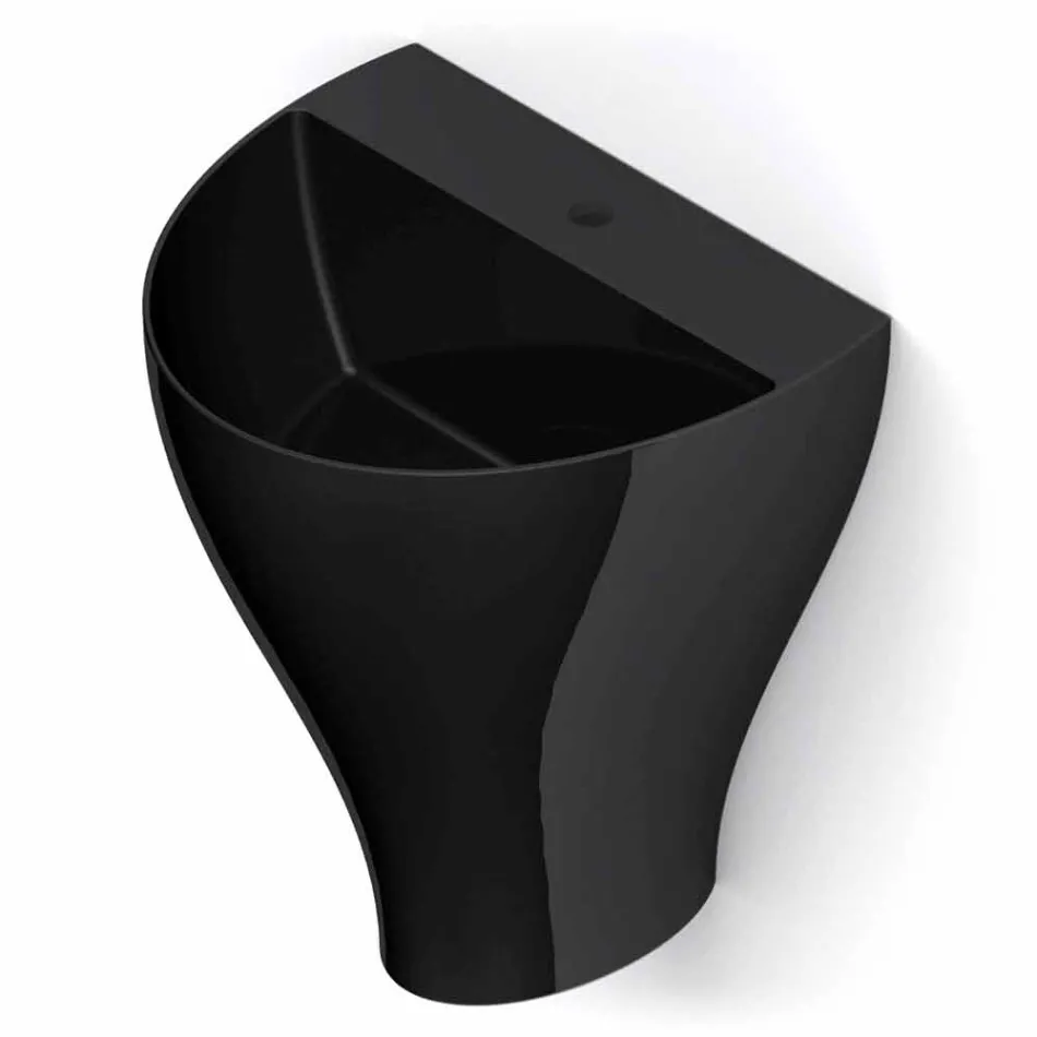 Lavabo bagno sospeso moderno in ceramica fatto in Italia, Fiorello Viadurini